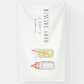 Sip and See, Welcome Baby Girl, New Baby Party Banner (Vertikal)