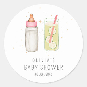 Sip and See, Welcome Baby Girl, New Baby Party Runder Aufkleber