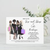 Sip and Shop New Boutique Opening Einladung (Stehend Vorderseite)