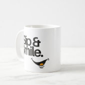 Sip and Smile | Cute Positive Quote Kaffeetasse (Vorderseite Links)