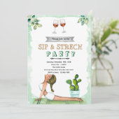 Sip and Stretch Wine and Yoga invitation Einladung (Stehend Vorderseite)