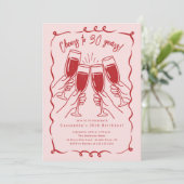 Sip & Celebrate: 30 Jahre Geburtstag Einladung (Stehend Vorderseite)