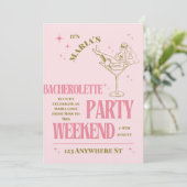 Sip, Celebrate, & Sparkle – Bachelorette Bash Einladung (Stehend Vorderseite)