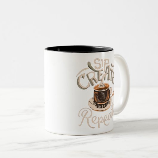 Sip Create Repeat Zweifarbige Tasse (VorderseiteRechts)