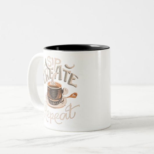 Sip Create Repeat Zweifarbige Tasse (Vorderseite Links)