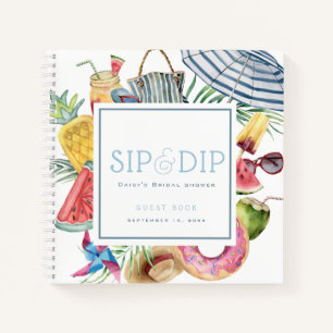 Sip & Dip Pool Party Blaues Brautjungfernabschied- Notizblock