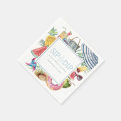 Sip & Dip Pool Party Regenschirm Brautdusche Blau Serviette (Ecke)