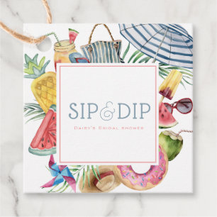 Sip & Dip Pool Party Schirm Rosa Junggesellinnenab Geschenkanhänger