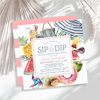 Sip & Dip Pool Party Umbrella Bridal Shower Einladung