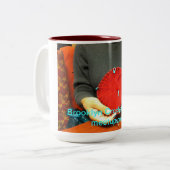 Sip, Häkelarbeit u. Strick Zweifarbige Tasse (Vorderseite Links)