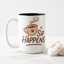 Sip Happens Coffee Mug – Minimalist Cheeky Cup Zweifarbige Tasse