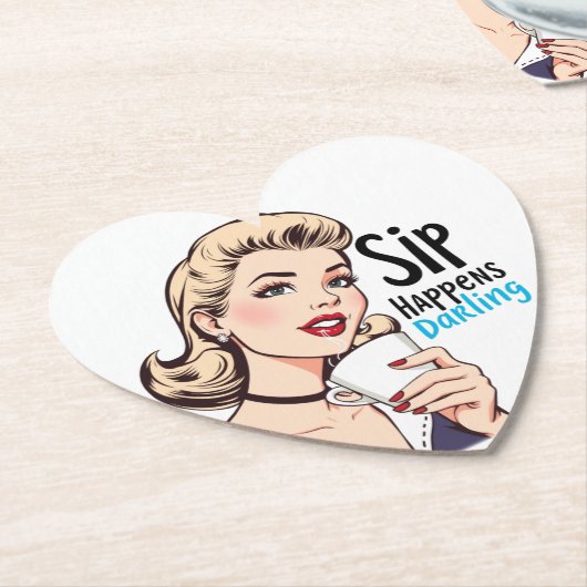 Sip Happens, Darling Sassy Retro Untersetzer (angewinkelt)