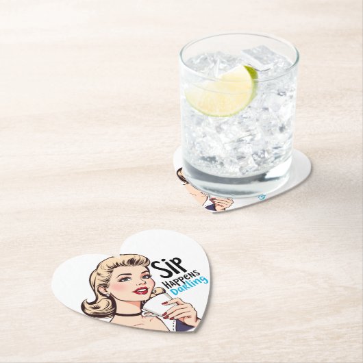 Sip Happens, Darling Sassy Retro Untersetzer (Vor Ort)