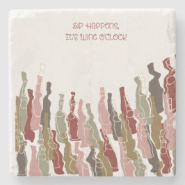 Sip Happens, es ist Wine O'Clock Marmor Untersetze Steinuntersetzer
