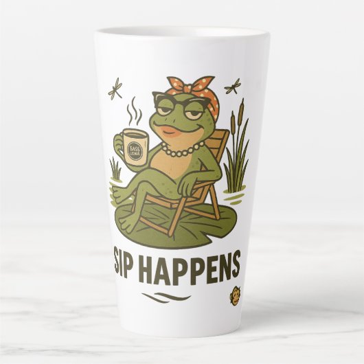 Sip Happens – Frosch Sass Kaffeetasse Milchtasse (Vorderseite)