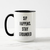 Sip Happens Funny Modern Simple Black and White Tasse (Links)
