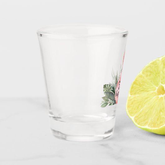 SIP Happens Funny Tropical Flamingo Schnapsglas (Links)