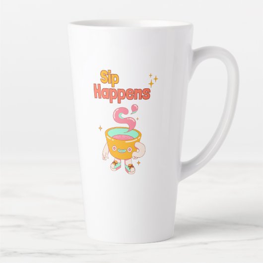 Sip Happens Humor Latte Mug Milchtasse (Rechts)