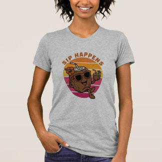 Sip Happens Kokos-Shirt – Lustiges Tropisches Somm T-Shirt