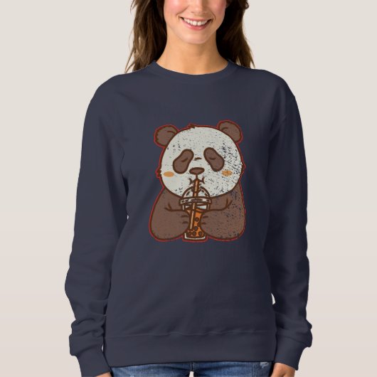 Sip Happens – Lustiger Panda Boba Retro-Stil Sweatshirt (Vorderseite)