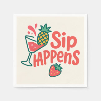 Sip Happens Paper Napkin - CherryBombCo Serviette