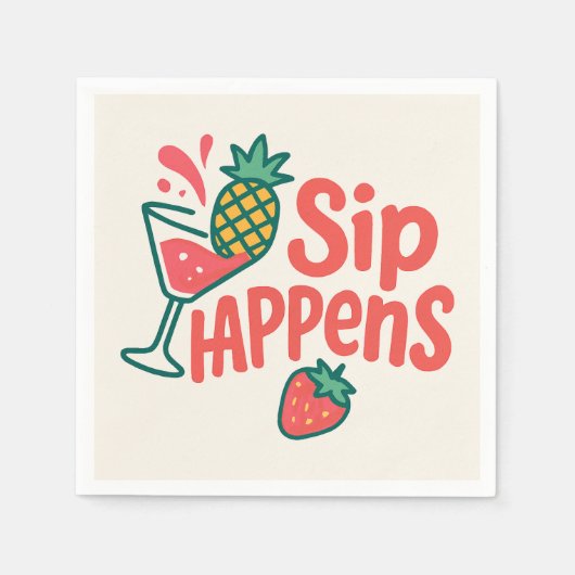 Sip Happens Paper Napkin - CherryBombCo Serviette (Vorderseite)