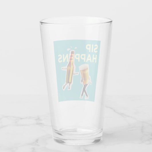 "Sip Happens" quirky and light-hearted Beer Glass Glas (Rückseite)