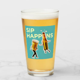 "Sip Happens" quirky and light-hearted Beer Glass Glas