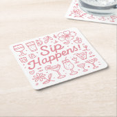 Sip Happens Rechteckiger Pappuntersetzer (angewinkelt)
