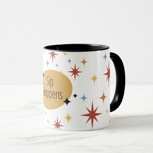 Sip Happens - Retro Mitte des Jahrhunderts Moderne Tasse (VorderseiteRechts)