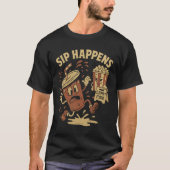 SIP HAPPENS Vintager Cartoon T-Shirt (Vorderseite)