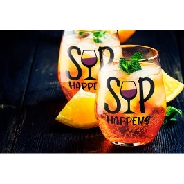 Sip Happens Wine Glass Set Weinglas Ohne Stiel