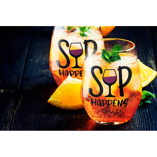Sip Happens Wine Glass Set Weinglas Ohne Stiel