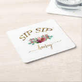 sip hooray-blumen! rechteckiger pappuntersetzer (angewinkelt)