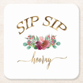 sip hooray-blumen! rechteckiger pappuntersetzer