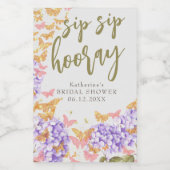 Sip Hooray Boho Chic Gold Butterfly Brautparty Weinetikett (Einzelnes Label)