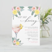Sip Hooray Bright Cocktail Brautparty Einladung (Stehend Vorderseite)