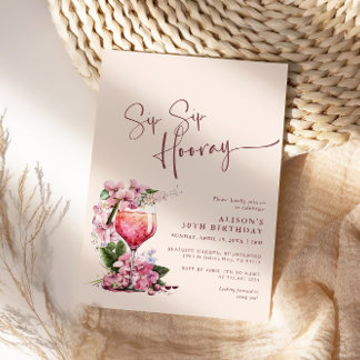 Sip Hooray Geburtstagsfeier Boho Mauve Einladung
