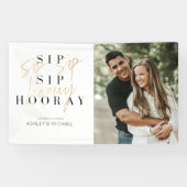 Sip Hooray Modern Gold Script Engagement Party Banner (Horizontal)