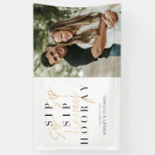 Sip Hooray Modern Gold Script Engagement Party Banner (Vertikal)