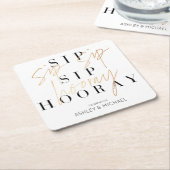 Sip Hooray Moderne Black Gold-Engagement Party Rechteckiger Pappuntersetzer (angewinkelt)