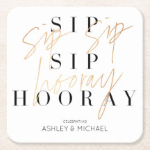 Sip Hooray Moderne Black Gold-Engagement Party