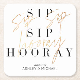 Sip Hooray Moderne Black Gold-Engagement Party Rechteckiger Pappuntersetzer