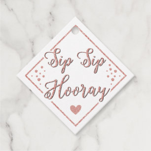 Sip Hooray Rose Gold Champagner Flasche Party Geschenkanhänger