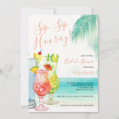 Sip Hooray Tropical Cocktails Brautparty Einladung (Vorderseite)