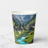 "Sip in the Swiss Serenity - Alpendorf Pappbecher (Rückseite)