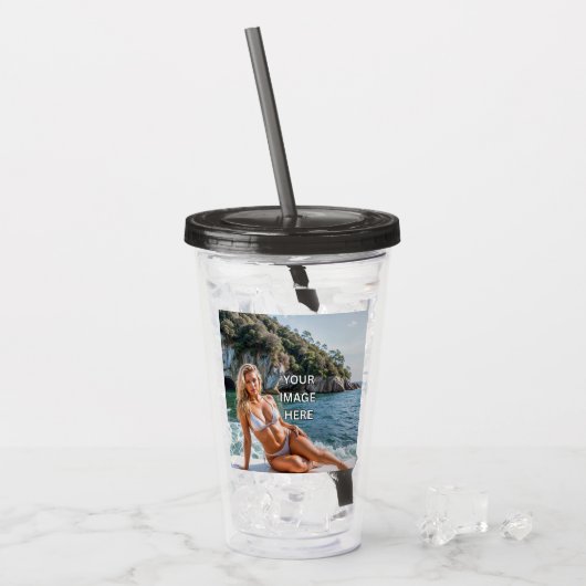 SIP! 🥤 Individueller Acrylbecher mit Strohhalm-De Acryltrinkbecher (Vorderseite Ice)