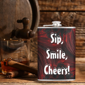 Sip, Lächeln, Fröhlichkeit! Abstrakter Swirl Flachmann
