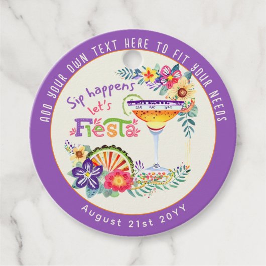 Sip! Lassen Sie uns FIESTA kundenspezifisch einset Geschenkanhänger (Vorderseite)