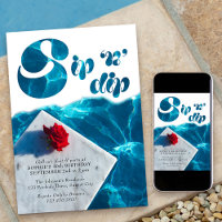 Sip n Dip Pool Party Groovy Typografy Summer